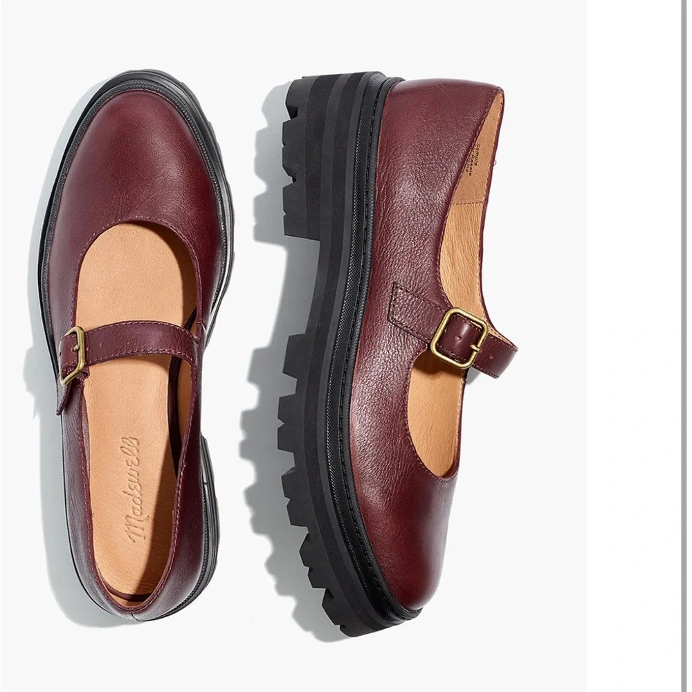 Madewell Freya Platform Chunky Lugsole Mary Janes in Dark Cabernet - Picture 1 of 11